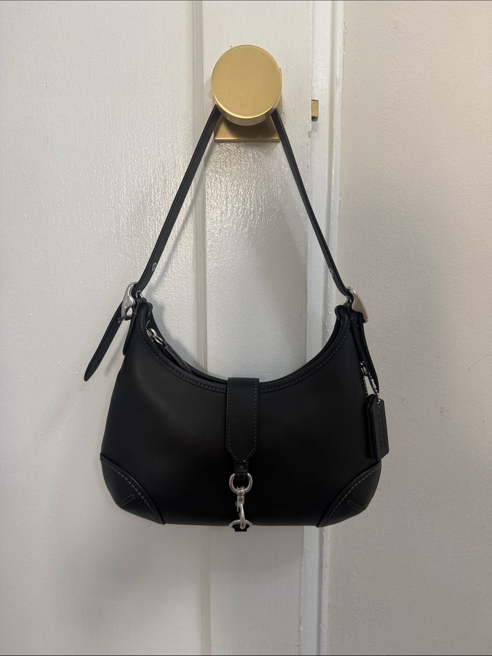 Classic Black Shoulder Bag with Silver Hardware
